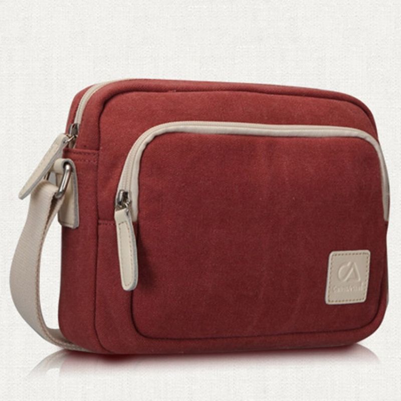 Jednoduchá Vintage Plátěná Crossbody Kabelka