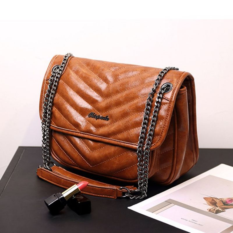 Kabelky Pu Chain Plain Rectangle Crossbody