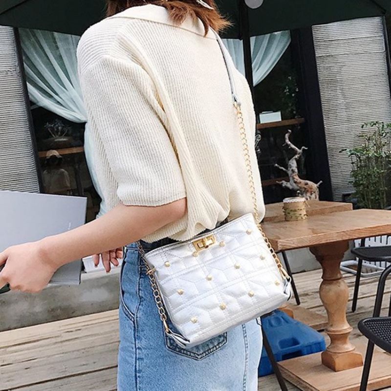 Kostkované Crossbody Kabelky Obdélníkového Tvaru