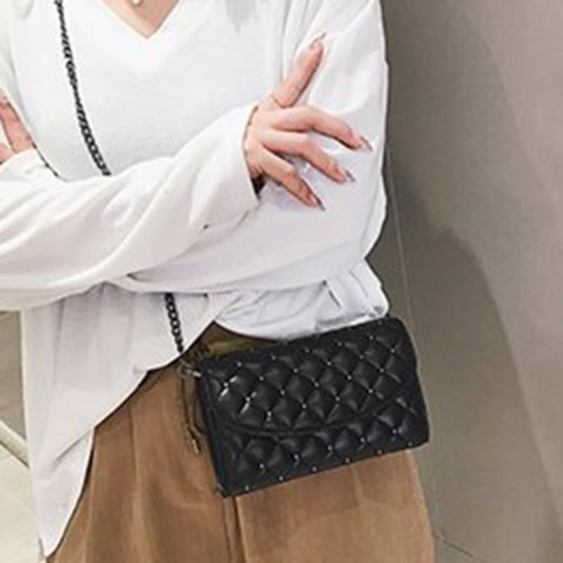 Kostkované Kabelky S Nýtovým Řetízkem Rectangle Crossbody