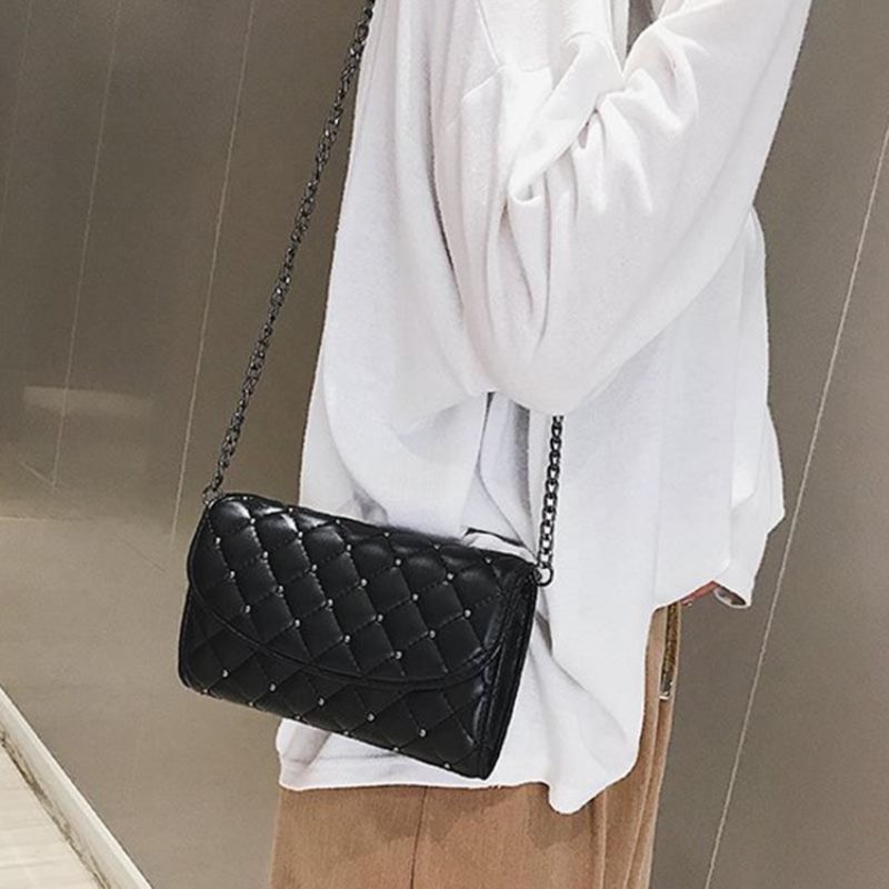 Kostkované Kabelky S Nýtovým Řetízkem Rectangle Crossbody