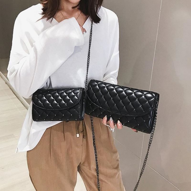 Kostkované Kabelky S Nýtovým Řetízkem Rectangle Crossbody