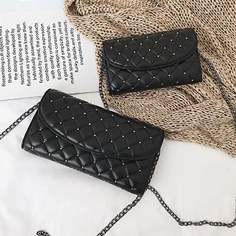 Kostkované Kabelky S Nýtovým Řetízkem Rectangle Crossbody