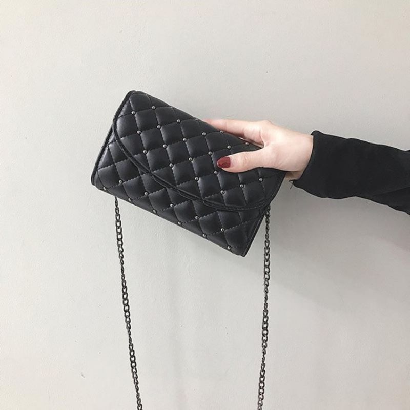 Kostkované Kabelky S Nýtovým Řetízkem Rectangle Crossbody