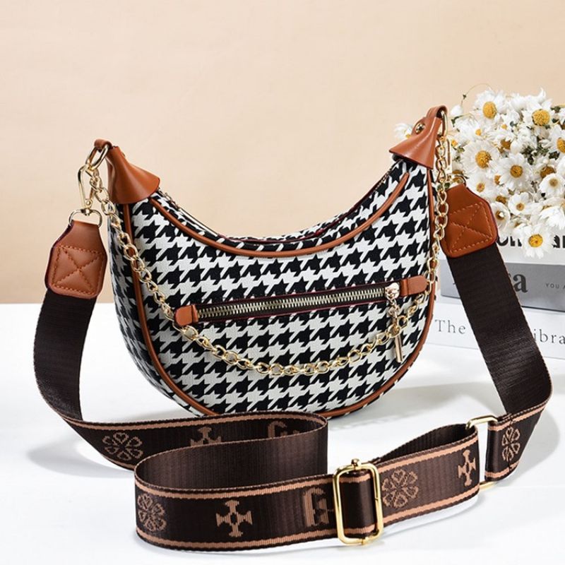 Kostkované Pu Nitě Hobos Crossbody Kabelky