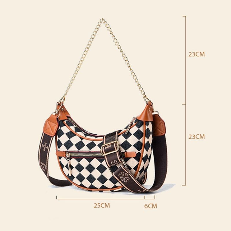 Kostkované Pu Nitě Hobos Crossbody Kabelky