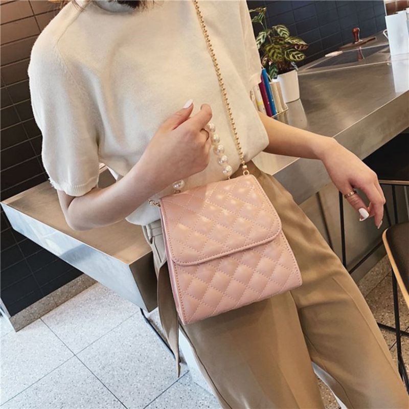 Kostkované Pu Prošívané Čtvercové Crossbody Kabelky