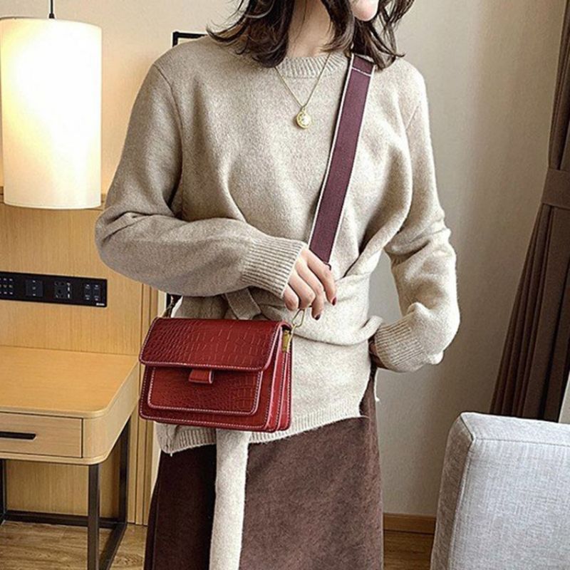 Neformální Crossbody Kabelky S Embosováním Alligator Pu Rectangle