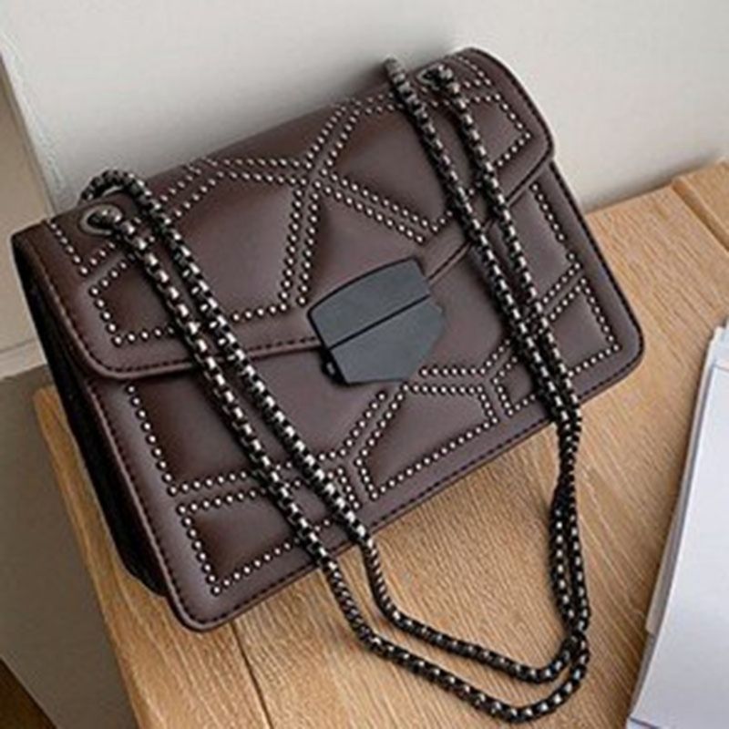 Nýtovací Pu Geometrické Obdélníkové Crossbody Kabelky