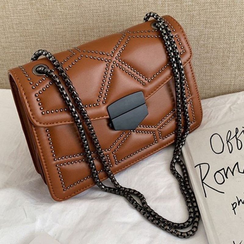 Nýtovací Pu Geometrické Obdélníkové Crossbody Kabelky