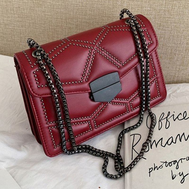 Nýtovací Pu Geometrické Obdélníkové Crossbody Kabelky