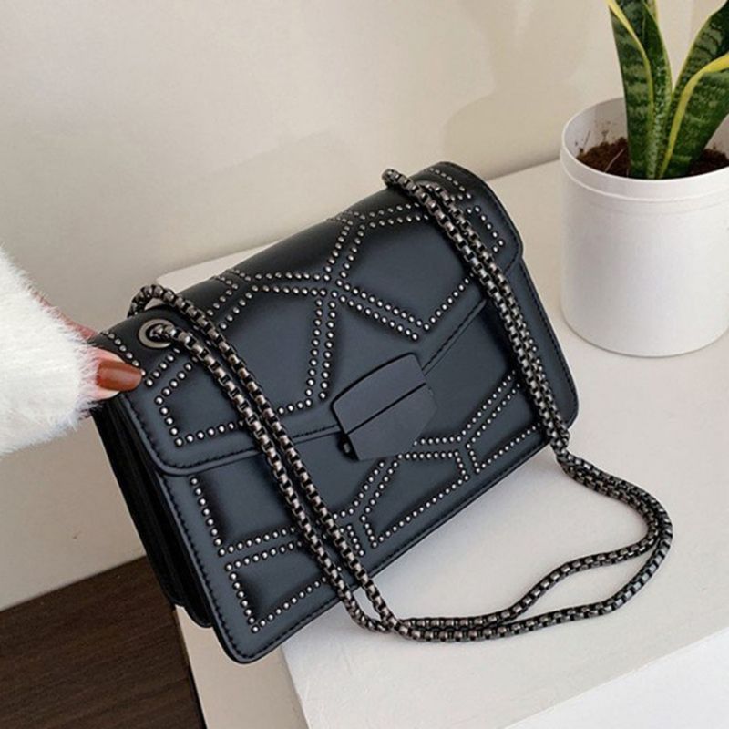 Nýtovací Pu Geometrické Obdélníkové Crossbody Kabelky