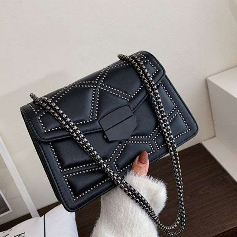 Nýtovací Pu Geometrické Obdélníkové Crossbody Kabelky