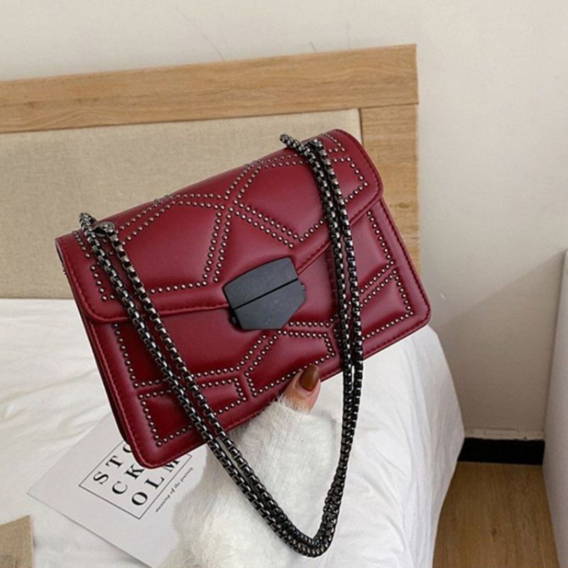 Nýtovací Pu Geometrické Obdélníkové Crossbody Kabelky