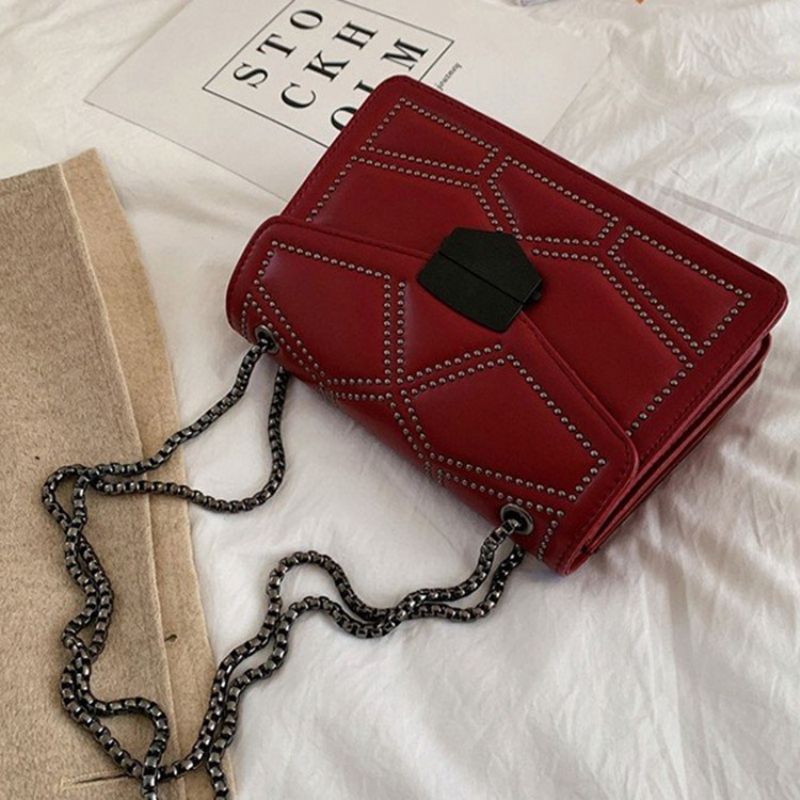 Nýtovací Pu Geometrické Obdélníkové Crossbody Kabelky