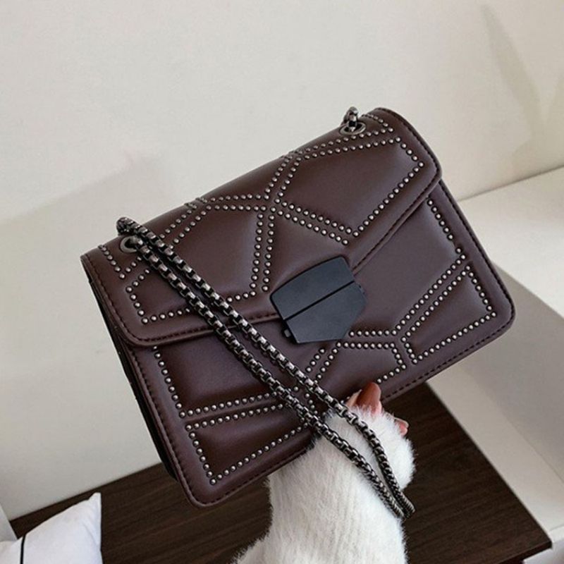 Nýtovací Pu Geometrické Obdélníkové Crossbody Kabelky