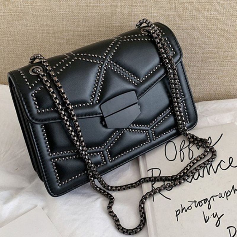 Nýtovací Pu Geometrické Obdélníkové Crossbody Kabelky