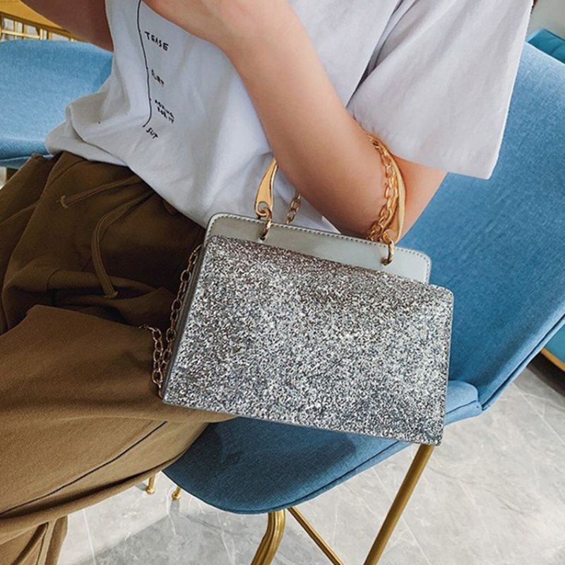 Obdélníkové Crossbody Kabelky Plain Sequins Pu