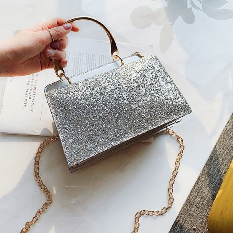 Obdélníkové Crossbody Kabelky Plain Sequins Pu