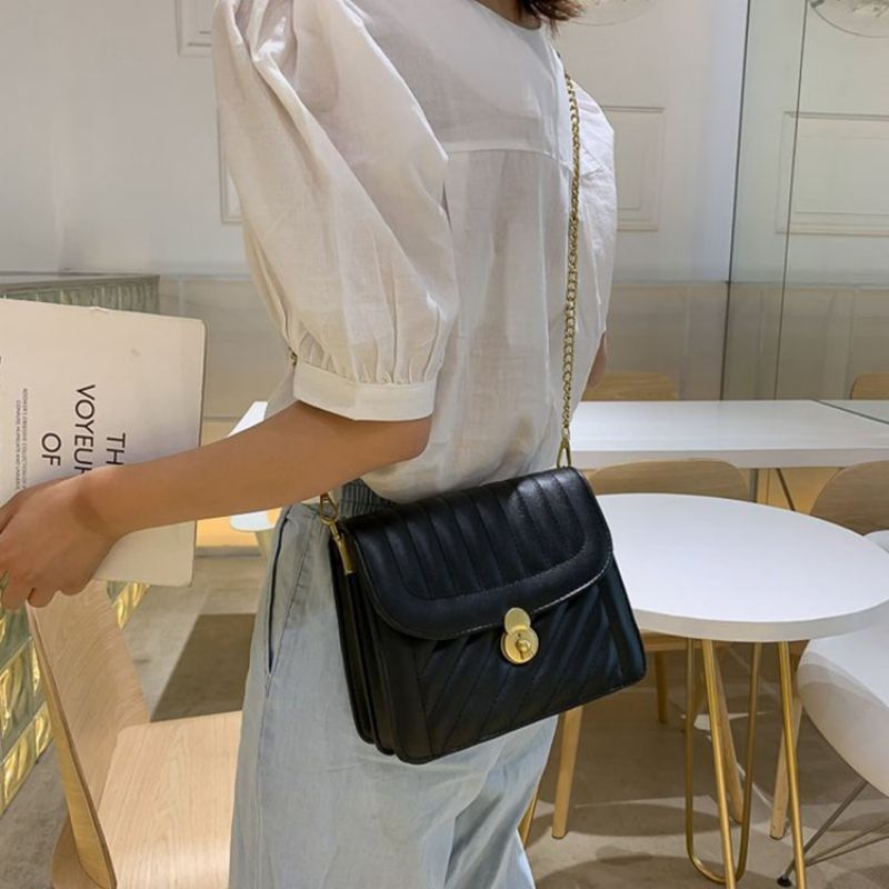 Obdélníkové Crossbody Tašky Pu Lock Chain