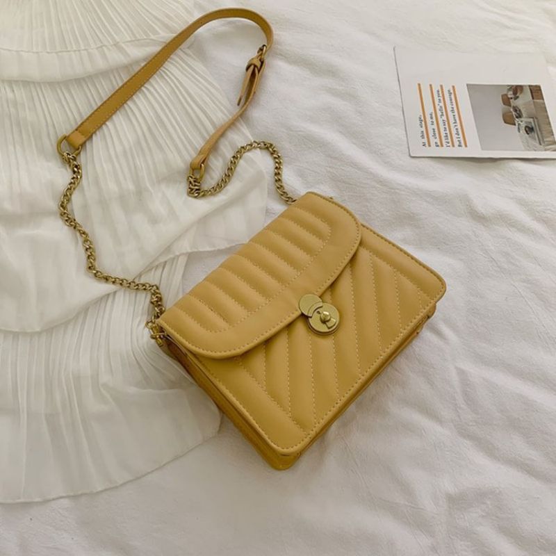 Obdélníkové Crossbody Tašky Pu Lock Chain