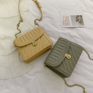 Obdélníkové Crossbody Tašky Pu Lock Chain