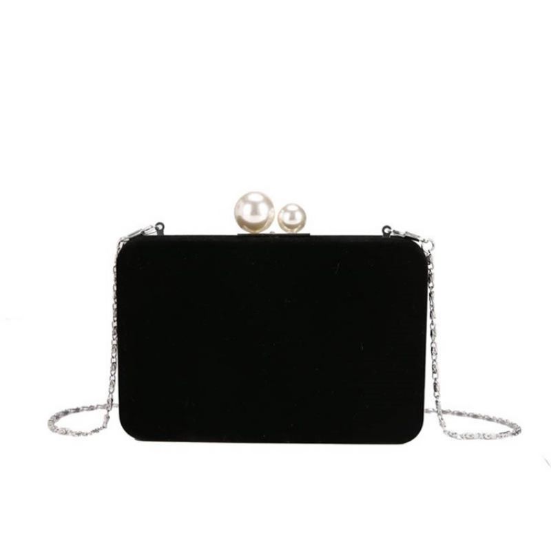 Obyčejná Velurová Kabelka Crossbody Chain Flap