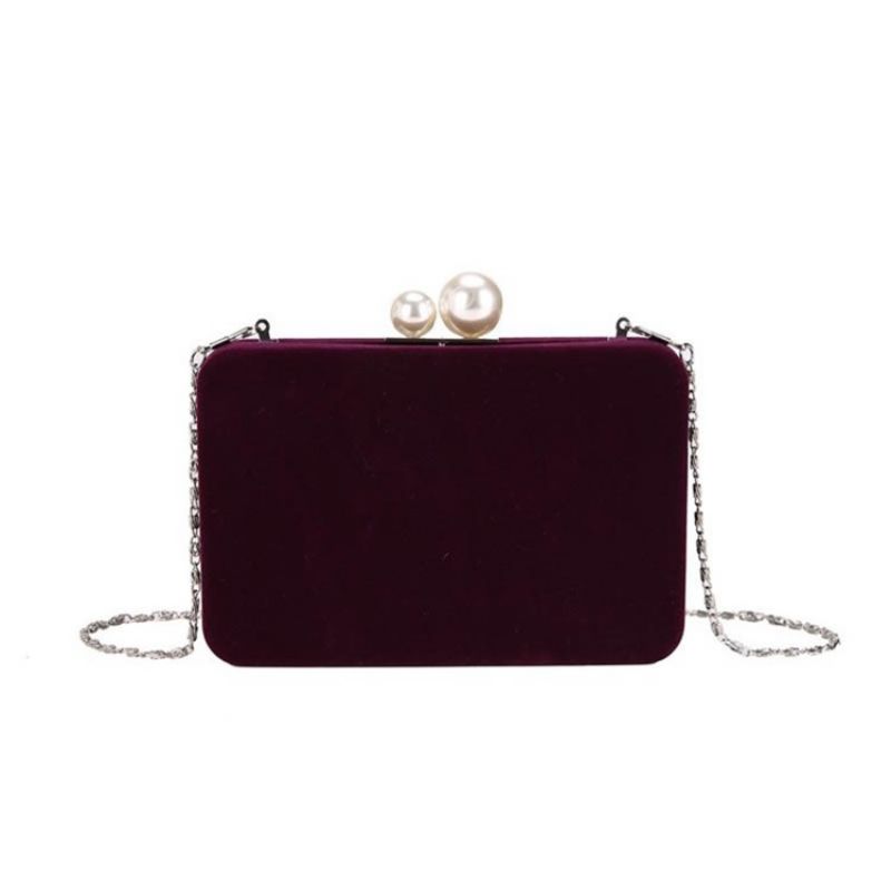 Obyčejná Velurová Kabelka Crossbody Chain Flap