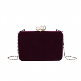 Obyčejná Velurová Kabelka Crossbody Chain Flap