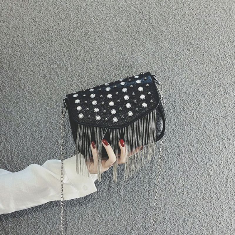 Obyčejné Pu Diamantové Obdélníkové Crossbody Kabelky