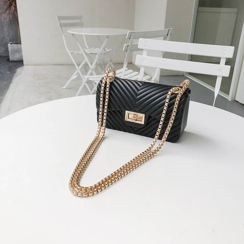 Obyčejné Pu Obdélníkové Crossbody Kabelky