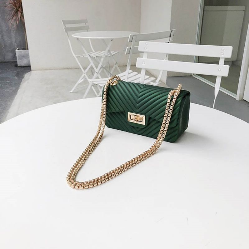 Obyčejné Pu Obdélníkové Crossbody Kabelky