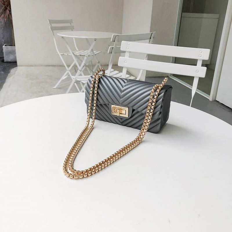 Obyčejné Pu Obdélníkové Crossbody Kabelky