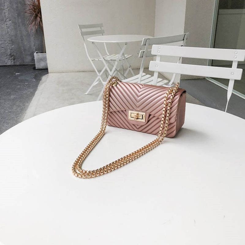 Obyčejné Pu Obdélníkové Crossbody Kabelky