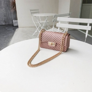 Obyčejné Pu Obdélníkové Crossbody Kabelky