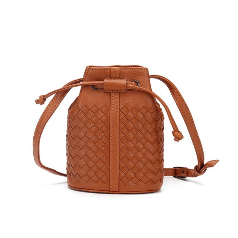 Pletená Mini Crossbody Kabelka Tvaru Bucket