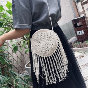 Pletená Trávová Obyčejná Kruhová Crossbody Kabelka