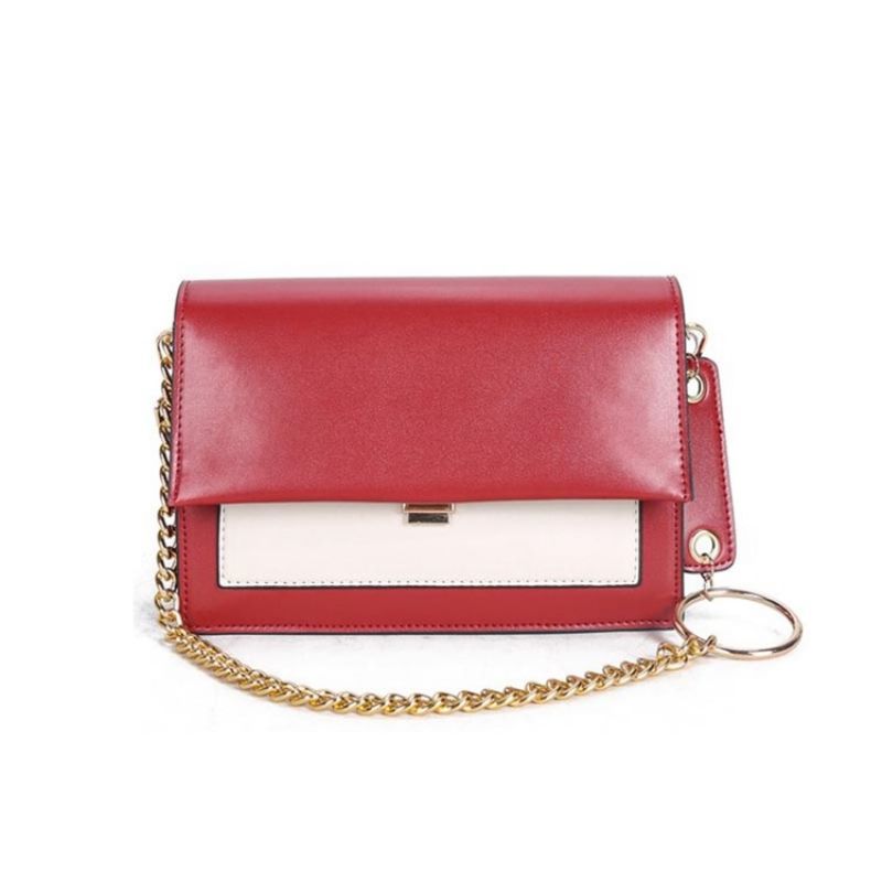 Pu Color Block Chain Rectangle Crossbody Tašky