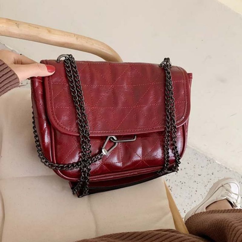 Pu Kostkované Nitě Obdélníkové Crossbody Kabelky