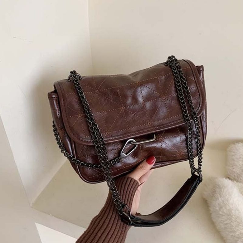 Pu Kostkované Nitě Obdélníkové Crossbody Kabelky