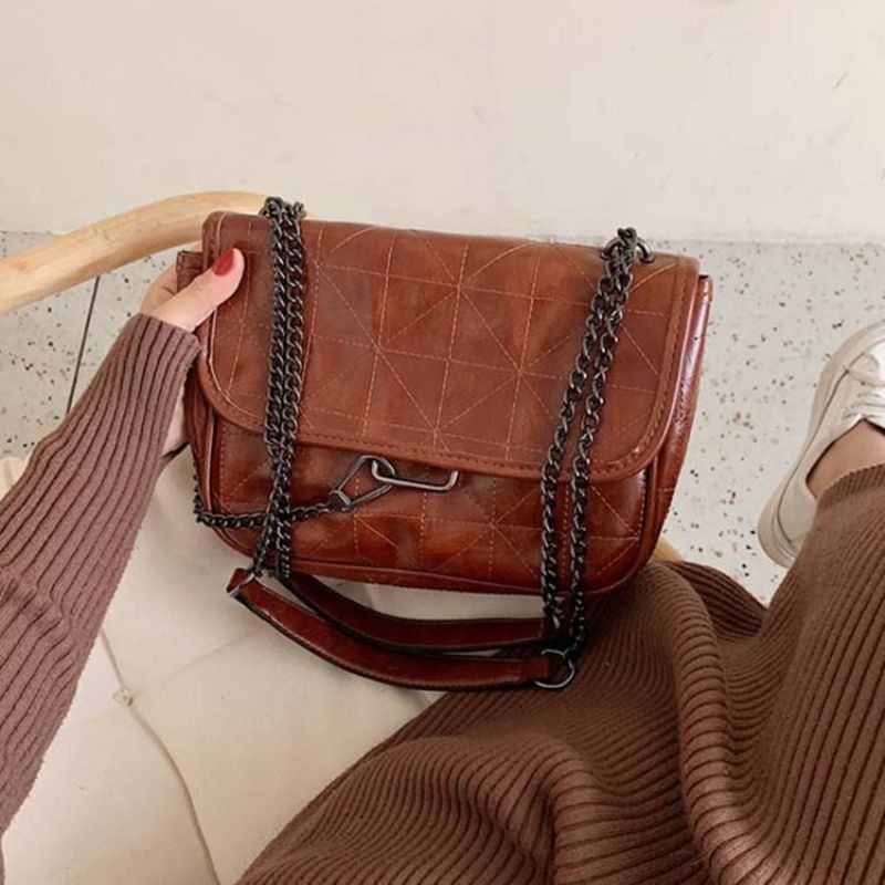 Pu Kostkované Nitě Obdélníkové Crossbody Kabelky