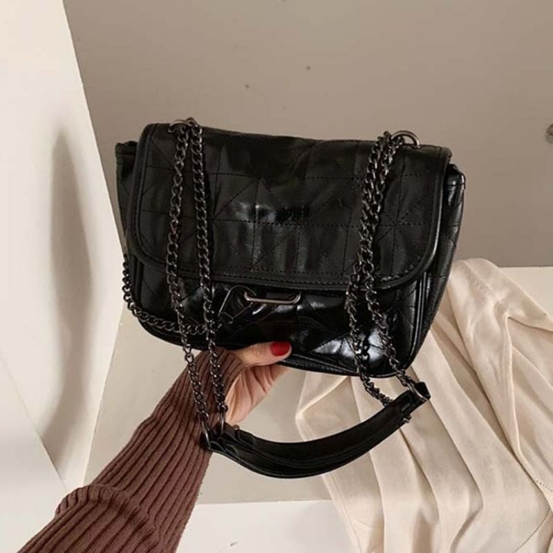 Pu Kostkované Nitě Obdélníkové Crossbody Kabelky