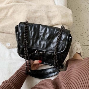 Pu Kostkované Nitě Obdélníkové Crossbody Kabelky