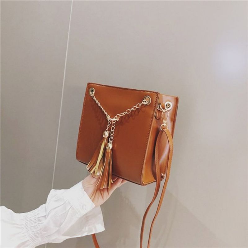 Pu Tassel Plain Square Crossbody Kabelka