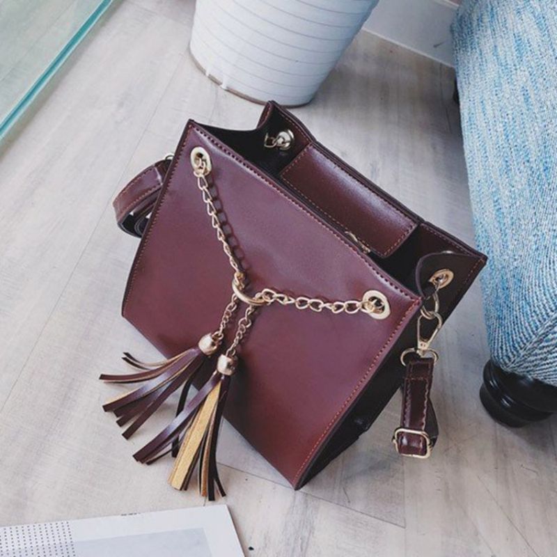 Pu Tassel Plain Square Crossbody Kabelka