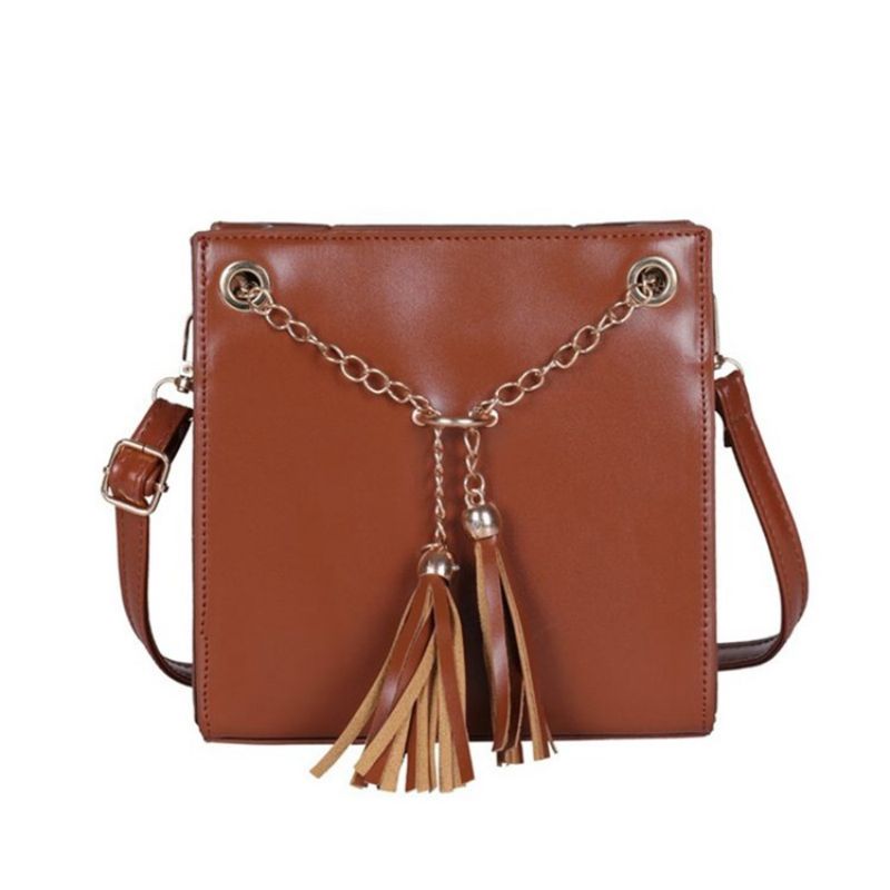 Pu Tassel Plain Square Crossbody Kabelka