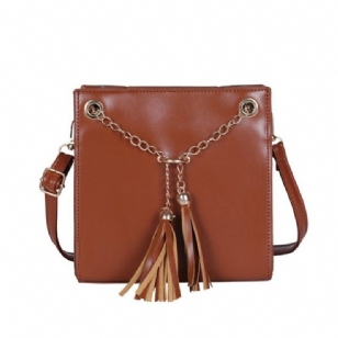 Pu Tassel Plain Square Crossbody Kabelka