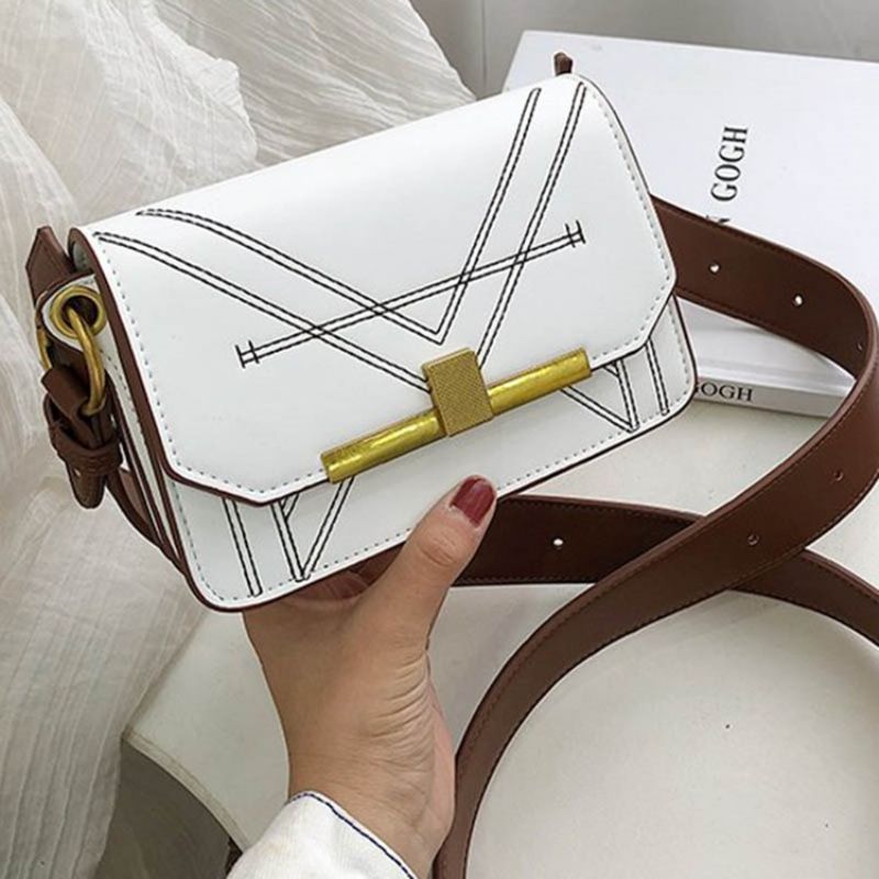 Závitová Pu Obdélníková Crossbody Kabelka