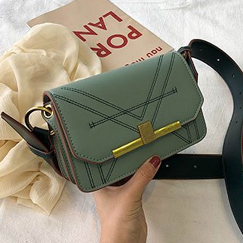 Závitová Pu Obdélníková Crossbody Kabelka