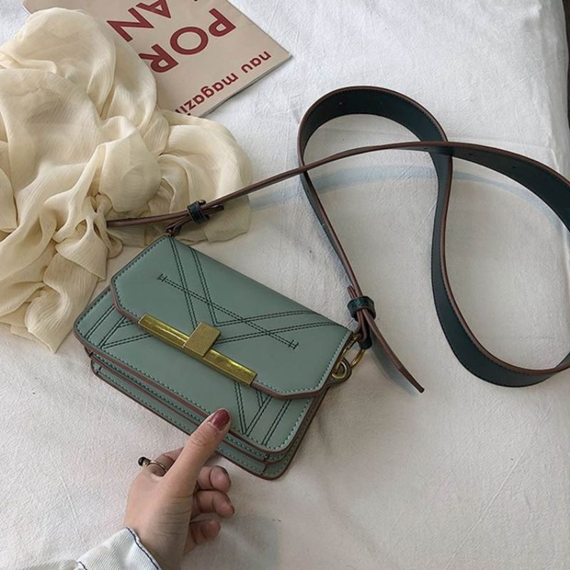 Závitová Pu Obdélníková Crossbody Kabelka